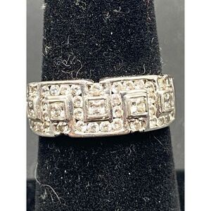 MEDA sterling silver 925 princess cut and round CZ band size 6